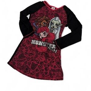 Monster High 2013 Nightgown Girls L Black Red Sleep Shirt Runs Small Fits 8